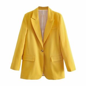 Toppies mulher amarelo blazer botão único terno jaqueta verão lazer blazer nova moda roupas 210412