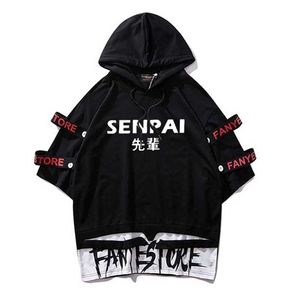 Band t-shirts senpai hooded kortärmad tshirts hip hop casual oversize topp tees streetwear homme grossist män kläder 210714