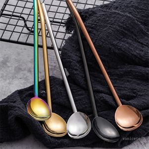 304 Rostfritt stål Filter Halm Sommar Kall Drick Straw Spoon Creative Coffee Mixing Spoons Bar Kök Tool 5 Färger T500958