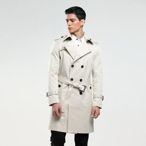 Męskie płaszcze płaszcze Mężczyźni Płaszcz Wielkość Niestandardowy Krawiec Anglia Dwurzędowy Długi Groch Slim Fit Classic Trenchcoat jako prezenty 5xl