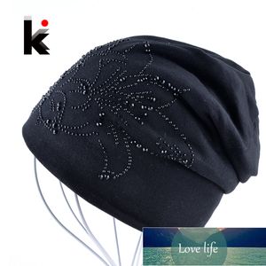 Weibliche Beanie-Mütze Herbst- und Winterkappen Hip-Hop-Kappe Blume Strass Hüte für Frauen Beanies Sturmhaube Damen Skullies Fabrikpreis Expertendesign Qualität