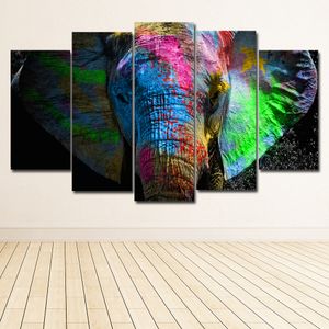 5 패널 다채로운 코끼리 동물 아트 캔버스 페인팅 포스터 캔버스 벽 그림 홈 장식 벽 아트
