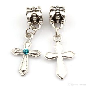100 Stück/Lue Blue Strass Schwertförmiges Kreuz Charm Baumeln Perle für Schmuckherstellung Armband Halskette Erkenntnisse 12mm*31mm
