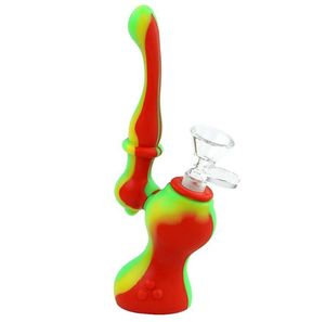 Gurda w kształcie DAB RIG Glass Bong Rury Wodne Szklane Miska Silikonowe Bongs Nadmiar Mini Pipe Wax Rigns Herb Bubbler H