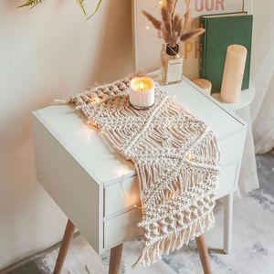 Mats almofadas Bohemian Table Runner Hand-Woven Placemats Macrame Tapestry com Borlas Decoração de Casa de Partido de Casamento