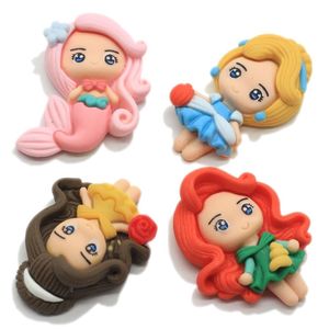 Kawaii Cartoon Princess Flat Back Resin Scrapbooking Tillbehör Girl Resin Cabochons Hair Embellishments 210811