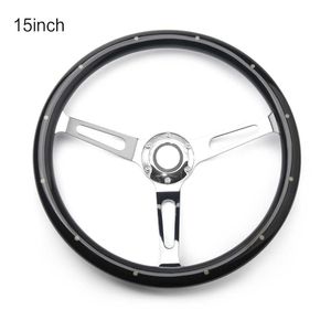 Roda de madeira preta real clássica universal com rebite 380mm de 15 polegadas volante para carro antigo carro