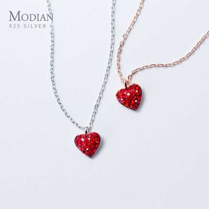 Wholesale coral wedding necklace for sale - Group buy Fashion Red Crystal Heart Rose Gold Color Charm Tiny Necklaces Pendant For Women Luminous Sterling Silver Fine Jewelry