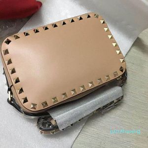 Designer clutch bag Gold Rivet Handbags Flat Small black square crossbody bags camera bagred nude Pink red colors