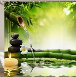 Wasserdichter Duschvorhang mit Haken, grüne Szene, Badezimmervorhänge, hochwertig, durchsichtig, für Heimdekorationen oder Matten 210609