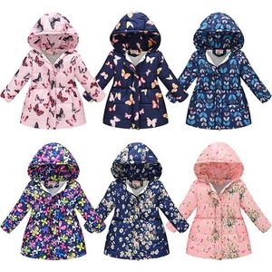 Fashion Kids Girls Jackets Autumn Winter Warm Down Park For Coat Baby Hooded Print Jacket Outerwear Children Clothing 211203
