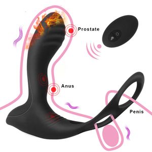 10 Freqüência Aquecimento Prazo Massager Vibrando Anel Brinquedo Sexo Para Homens Vibrador Anal Controle Remoto Sem Fio G-Spot StimulatorP0804