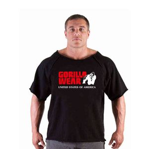 Gorilla podnoszenie ciężarów Mężczyźni T Shirt Gym Kulturystyka T Shirt Mężczyźni Bawełna Krótkie Rękawy Działa Koszulka Męska Marka Odzież G1222