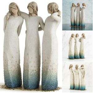 Garden Decorations By My Side Sculpted Hand-painted Figure Resin Desktop Ornament Home Decorative Statue Gift For Friends Sisters Hug