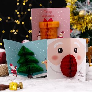 Biglietto d'auguri tridimensionale pop-up creativo 3D per la vigilia di Natale Cartolina di Natale regalo di carte di Babbo Natale simpatico cartone animato