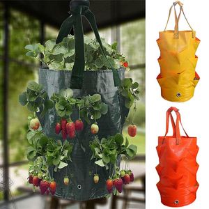 Planters & Pots 3 Gallons Grow Bag Hanging Strawberry Planter Garden Waterproof PE Bags Vertical Flower Pot Container
