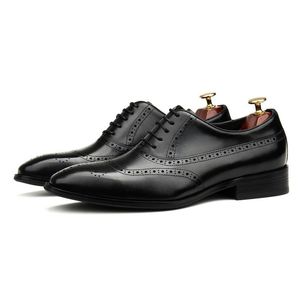 Dress Shoes Large Size EUR45 Black Mens Business Genuine Leather Oxfords Male Social