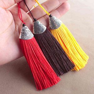 Key Rings Chinese Style Small Black Bead Flat Tassel Spike Diy Chain Mobile Phone Pendant Decoration Material