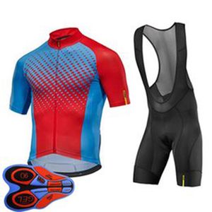 Mavic Team Bike Cykling Kortärmad Jersey Bib Shorts Set 2021 Sommar Snabbtorkare MTB Cykel Uniform Road Racing Kits Utomhus Sportkläder S21042927