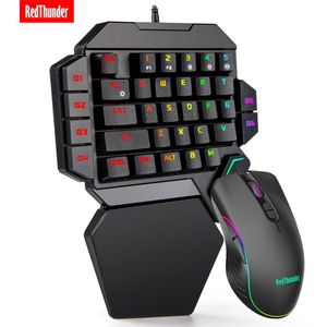 RedThunder Einhändige mechanische Tastatur, RGB-Hintergrundbeleuchtung, tragbare Mini-Gaming-Tastatur, Game-Controller für PC, PS4, Xbox-Gamer