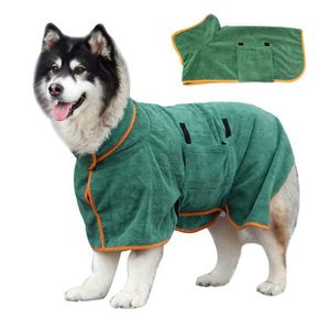 Dog Bathrobe for Small Medium Large Dogs Super Absorbent&Fast Drying Pet Bath Towel Soft Warm Puppy Drying Coat Adjustable Chest 211007