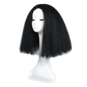Synthetic Wigs Afro Wig For Women African Dark Black Color Kinky Straight Short Cosplay Hair Kanekalon Yaki Curly