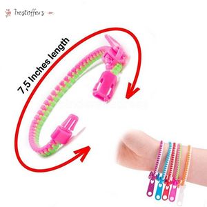 Amerikaanse voorraad Fidget Toy Rits Armbanden Inches Sensory Toys Set Neon Colors Verjaardagsfeestje Gunsten voor Kids Goodie Tassen Greenness Meterial BS13