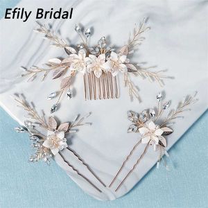 Efily Bridal Wedding Hair Accessoarer st set Crystal Combs Pins for Women Party Bride Headpiece Bridesmaid Gift Smycken