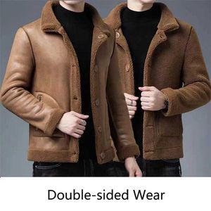 Camurça de inverno grosso velo homens lã outwear sobretudo de luxo homens vestuário casual teddy woolen casaco casaco casaco masculino outerwear 8xl 211122