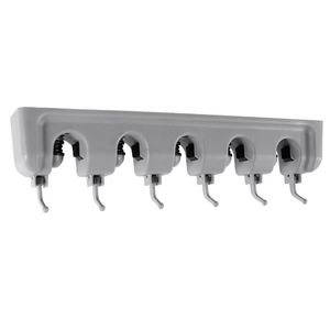 Hooks Rails Mop Broom Holder Wall Mounted Storage Rack With Slots And For Closet Rakes Garden Garage Tool