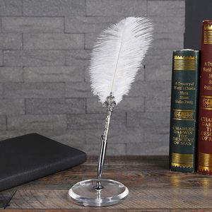 Retro Classical Quill Pen Old European Style Feather Writing Gift With Stand Fountain Pens