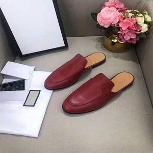 Brand designer 2021 leathers women's slippers soft leather flat loafers metal buckle beach slipperss large