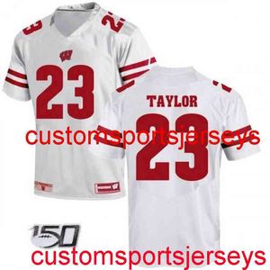 ステッチメンズ女性の若者の若者ウィスコンシンのバジンガー＃23 Jonathan Taylor White Ncaa Jersey 150thカスタム任意の名前XS-5XL 6xL