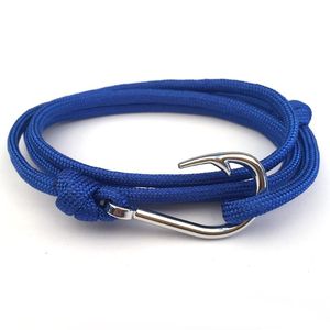 Braccialetti con ciondoli Moda 4 colori Amo da pesca Ancora Uomini Catena Corda Bracciale Gioielli Avvolgere in metallo Ganci sportivi SL113