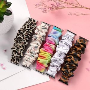 Scrunchie Strap لـ Apple Watch Ultra 49mm 41mm 45mm 44mm 40mm Band 42mm 38mm Women Correa Watchband Iwatch Series 8 7 6 SE 5 4 3