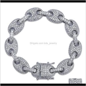 Bransolety bransoletki Jewelrydiamond Jakość hip-hopowa bransoletka na Kubie pełna diament mikro sześcienne cyrkonia biżuteria miedziana platforma 18k złota siver menu upuść