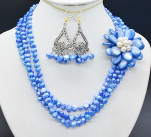 Wholesale bridal flower jewellery for sale - Group buy Classic royal blue necklace Natural freshwater pearls Shell flower necklace Bridal wedding jewellery quot