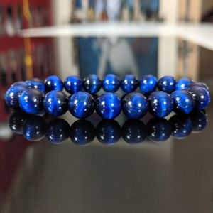 MG1157 10 mm natürliches blaues Tigerauge-Perlenarmband für Männer Hochwertiges echtes blaues Tigerauge-Armband