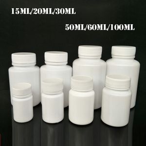 Wholesale vial seal resale online - 100PCS ml ml ml ml ml Plastic PE White Empty Seal Bottles Solid Powder Medicine Pill Vials Reagent Packing Containers