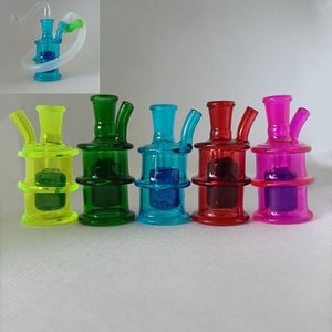 Mini Glass Oil Burner Bong Set Smoking Hookah With 10mm Male Burning Pipe Silicone Hose Drip Tip Recycler Thick Tiny Water Bubbler