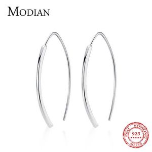 Genuine 925 Sterling Silver Minimalism Geometric Design Dangle Earring for Women Luxury Drop Jewelry 210707