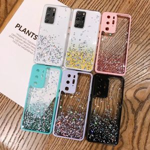 Bling Glitter Epoxy Starry Sky Cases Soft TPU Camera Protector Shockproof For Samsung A11 A31 A51 A71 A21S A10S A20S A30S A20 A50 A02S A12 A32 4G 5G A42 A52 A72 F62 A22 A03S