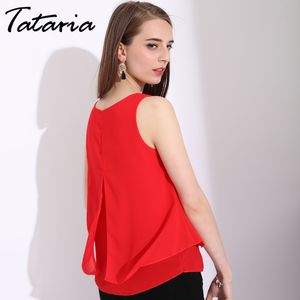 Szyfonowa Camisa Tank Topy Kobiety Lato Wzburzyć Luźne Bez Rękawów Plus Size Feminina Kobieta Femme 210514