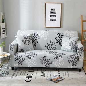 Liście Wzór Sofa Pokrywa Sliplovers Elastyczna Kostka All-inclusive Case dla L Kształt Loveseat Krzesło L-Style 211207