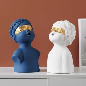 Nordic Creative Portrait Character Resin Decoration Art Home Livingroom Figurines Crafts Entrance Bookshelf Sculpture Ornaments