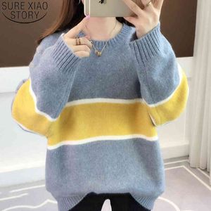 Preppy Style Fashion Korean Plus Size Autumn and Winter Women Loose All-match Oversized Sweater 11623 210417