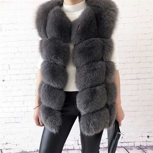 Kvinnors högkvalitativa riktiga päls väst 100% naturlig mode coat jacka äkta läder 211220