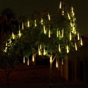 Solar LED Meteor Dusch Regnljus Semestersträng Ljus Vattentät Garden Lighting 8 Tubes 144 Leds Julbröllopsdekoration