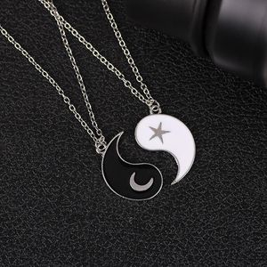 Naszyjniki wisiorek 2 Sztuk Yin Yang Moon Star dla kobiet Mężczyźni Taichi Good Luck Para Naszyjnik Biżuteria Charms Przyjaźń Prezent