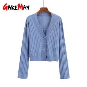 Estilo coreano Cardigan Mulheres Outono Inverno V-Neck Button Jumpers Senhoras Senhoras Alta Qualidade Sweater de Manga Comprida Revestimento de Malha 210428